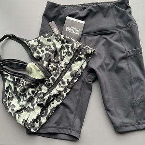 NWT Victoria’s Secret sports bra and used Baleaf shorts